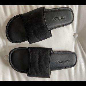 Leather slides